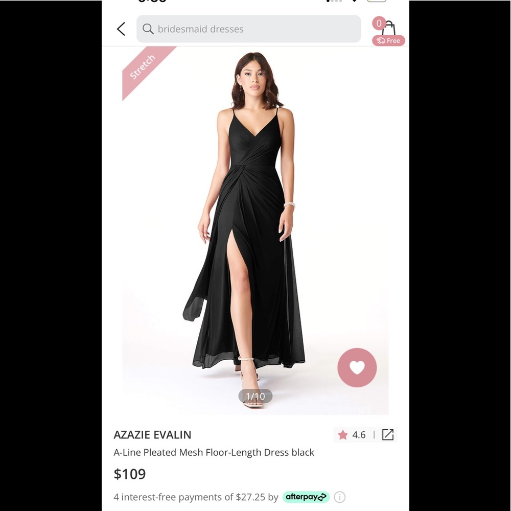 Azazie Evalin bridesmaid dress, floor length, size 6